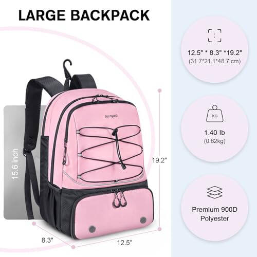 Arcoyard Tennis Bag Holds 2 Rackets, Professional Tennis Bags for Women, Tennis Backpack with Ventilated Shoe Compartment - 4