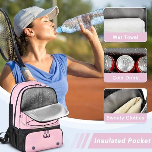 Arcoyard Tennis Bag Holds 2 Rackets, Professional Tennis Bags for Women, Tennis Backpack with Ventilated Shoe Compartment - 7