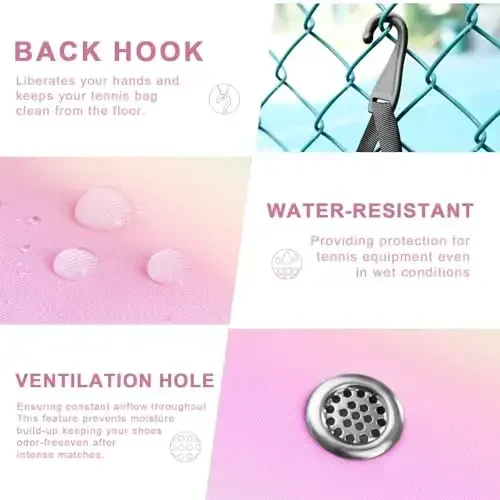 Arcoyard Tennis Bag 2 ta raketka sig'adi, Ayollar uchun professional tennis sumkalari, Ventilyatsiyali oyoq kiyimlar bo'limi bilan tennis ryukzaki - 3