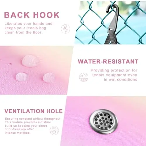 Arcoyard Tennis Bag 2 ta raketka sig'adi, Ayollar uchun professional tennis sumkalari, Ventilyatsiyali oyoq kiyimlar bo'limi bilan tennis ryukzaki - 3