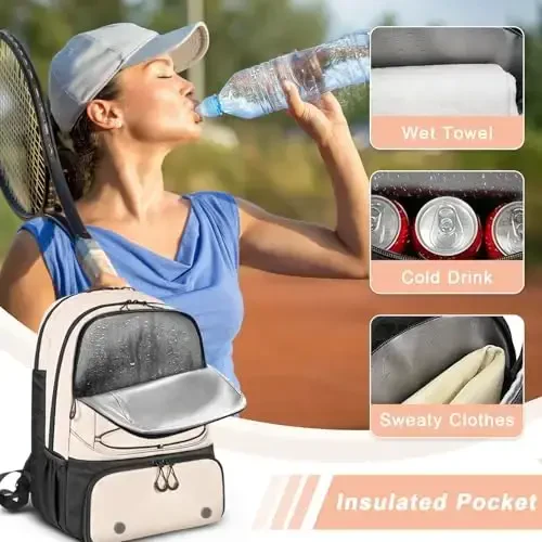 Arcoyard Tennis Bag Holds 2 Rackets, Professional Tennis Bags for Women, Tennis Backpack with Ventilated Shoe Compartment - 3