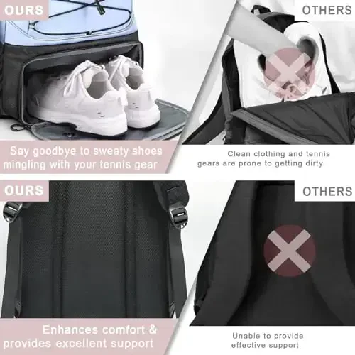 Arcoyard Tennis Bag Holds 2 Rackets, Professional Tennis Bags for Women, Tennis Backpack with Ventilated Shoe Compartment - 6