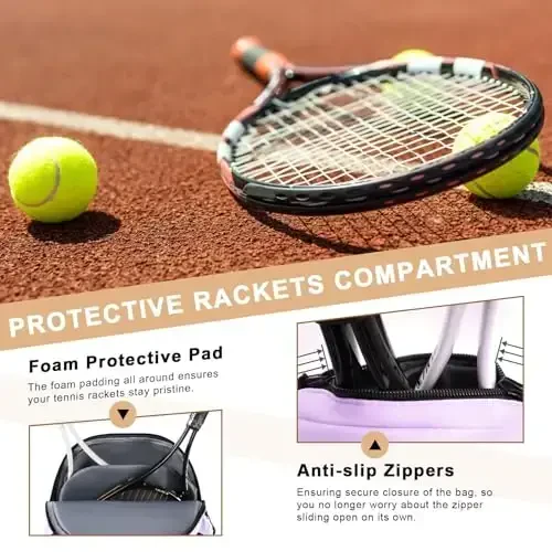 Arcoyard Tennis Bag Holds 2 Rackets, Professional Tennis Bags for Women, Tennis Backpack with Ventilated Shoe Compartment - 4