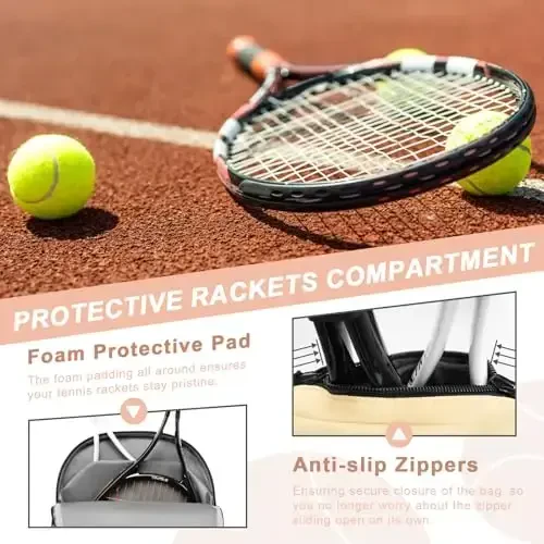 Arcoyard Tennis Bag Holds 2 Rackets, Professional Tennis Bags for Women, Tennis Backpack with Ventilated Shoe Compartment - 4