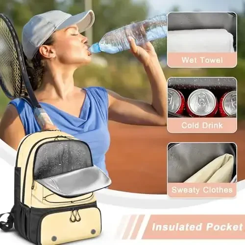 Arcoyard Tennis Bag Holds 2 Rackets, Professional Tennis Bags for Women, Tennis Backpack with Ventilated Shoe Compartment - 6
