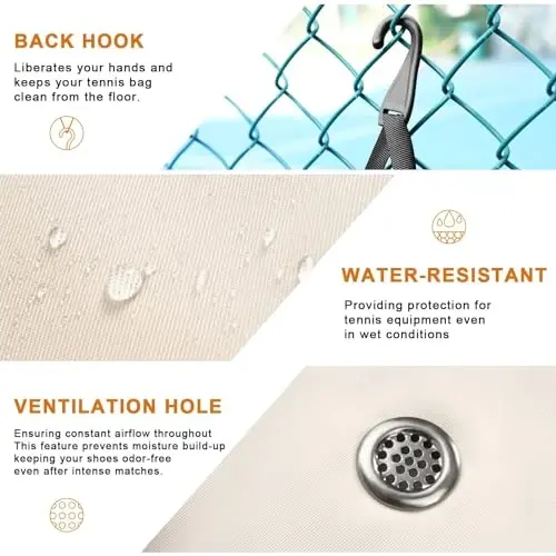 Arcoyard Tennis Bag Holds 2 Rackets, Professional Tennis Bags for Women, Tennis Backpack with Ventilated Shoe Compartment - 4