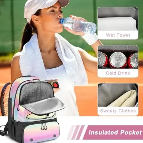 Arcoyard Tennis Bag Holds 2 Rackets, Professional Tennis Bags for Women, Tennis Backpack with Ventilated Shoe Compartment - 6