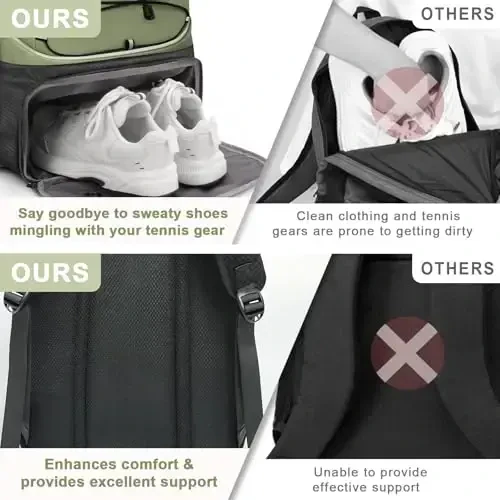 Arcoyard Tennis Bag Holds 2 Rackets, Professional Tennis Bags for Women, Tennis Backpack with Ventilated Shoe Compartment - 5