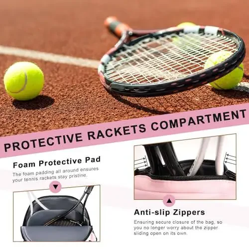Arcoyard Tennis Bag, Large Tennis Bags For Women, Tennis Backpack with Ventilated Shoe Compartment and Insulated Pocket, Hold 2 Tennis Pickleball Rackets, Tennis Pickleball Balls and More - 10