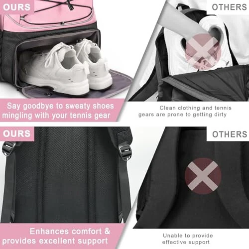 Arcoyard Tennis Bag, Large Tennis Bags For Women, Tennis Backpack with Ventilated Shoe Compartment and Insulated Pocket, Hold 2 Tennis Pickleball Rackets, Tennis Pickleball Balls and More - 12