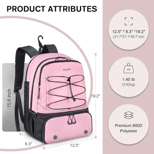 Arcoyard Tennis Bag, Large Tennis Bags For Women, Tennis Backpack with Ventilated Shoe Compartment and Insulated Pocket, Hold 2 Tennis Pickleball Rackets, Tennis Pickleball Balls and More - 3