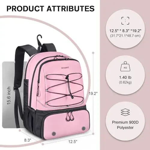 Arcoyard Tennis Bag, Large Tennis Bags For Women, Tennis Backpack with Ventilated Shoe Compartment and Insulated Pocket, Hold 2 Tennis Pickleball Rackets, Tennis Pickleball Balls and More - 3