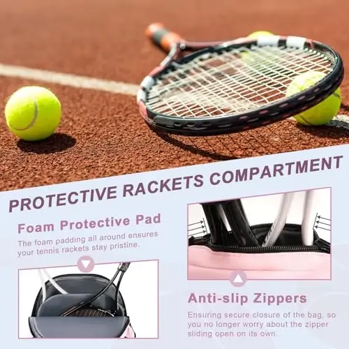 Arcoyard Tennis Bag, Large Tennis Bags For Women, Tennis Backpack with Ventilated Shoe Compartment and Insulated Pocket, Hold 2 Tennis Pickleball Rackets, Tennis Pickleball Balls and More - 2