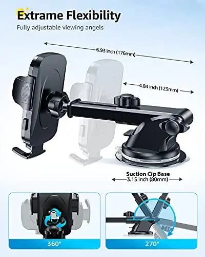 AREDAN [2025 Stable Nano Suction Cup Phone Mount for Car Universal Hands-Free Suction Cell Phone Holder for Car Dashboard Air Vent Car Phone Holder Mount for Samsung iPhone 16 15 14 Plus Pro Max - 5