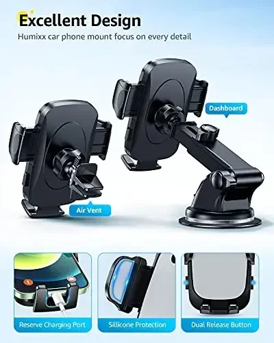 AREDAN [2025 Stable Nano Suction Cup Phone Mount for Car Universal Hands-Free Suction Cell Phone Holder for Car Dashboard Air Vent Car Phone Holder Mount for Samsung iPhone 16 15 14 Plus Pro Max - 6