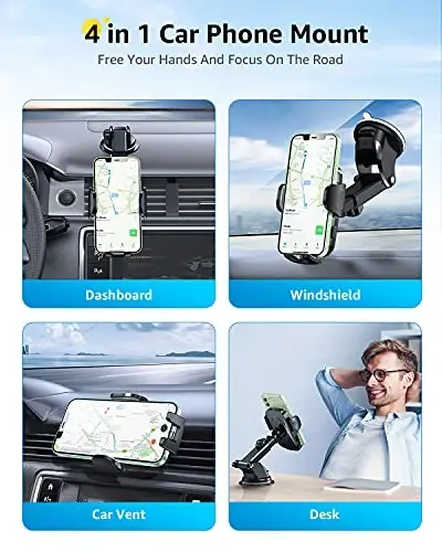 AREDAN [2025 Stabil Nano So'rish Ko'zg'i Telefon Uslagichi Avtomobil uchun Universal Qo'llarsiz So'rish Telefon Tutqichi Avtomobil Panel yoki Havolash Teshigi uchun Samsung iPhone 16 15 14 Plus Pro Max - MODAZONE (1)