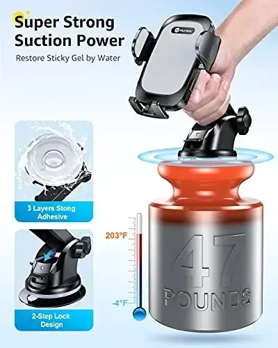 AREDAN [2025 Stable Nano Suction Cup Phone Mount for Car Universal Hands-Free Suction Cell Phone Holder for Car Dashboard Air Vent Car Phone Holder Mount for Samsung iPhone 16 15 14 Plus Pro Max - 3