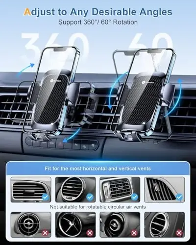 AREDAN Phone Mount for Car [Military-Grade Super Suction] Universal Hands-Free Phone Holder for Dashboard Windshield Air Vent for iPhone 16 Pro Max Plus Samsung All Phones & Cars - 5