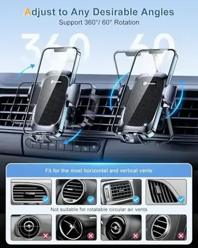 AREDAN Phone Mount for Car [Military-Grade Super Suction] Universal Hands-Free Phone Holder for Dashboard Windshield Air Vent for iPhone 16 Pro Max Plus Samsung All Phones & Cars - 5