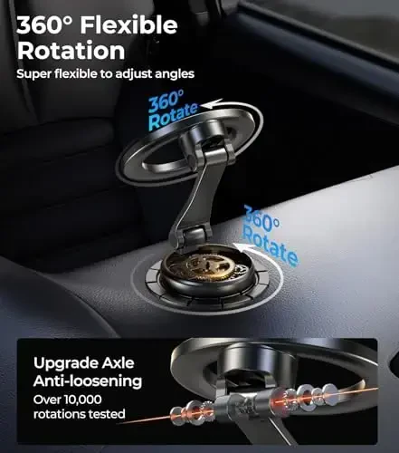 AREDAN Folding Car Phone Holder Mount for Magsafe, All Metal, Dashboard Windshield Vent Magnetic Mount, Minimal Space Design, Best Car Accessories for iPhone 16/15/14/13/12 Pro Max, Men & Women - 2