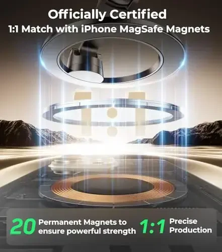 AREDAN Magsafe uchun katlanadigan avtomobil telefon ushlagichi, to'liq metall, asboblar paneli, shamol oynasi, ventilyatsiya magnit ushlagichi, minimal joy dizayni, iPhone 16/15/14/13/12 Pro Max uchun eng yaxshi avtomobil aksessuarlari, erkaklar va ayollar - 4