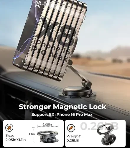 AREDAN складной автомобильный держатель для телефона с MagSafe, полностью металлический, магнитное крепление на приборную панель, лобовое стекло, вентиляционное отверстие, минималистичный дизайн, лучшие автомобильные аксессуары для iPhone 16/15/14/13/12 Pro Max, для мужчин и женщин - 7