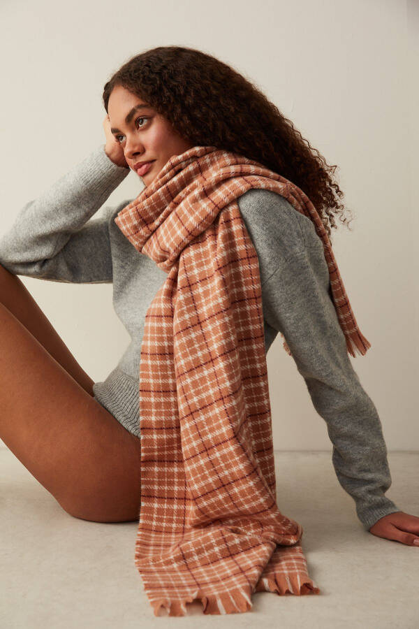 Aren Plaid Brown Scarf - 8