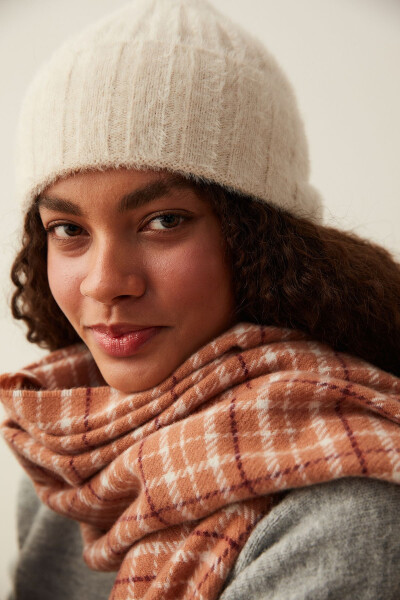 Aren Plaid Brown Scarf - 4