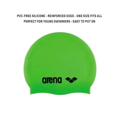 Arena Classic Junior Silicone Qizlar va o'g'il bolalar uchun unisex suzish shapkasi Qulay bardoshli bolalar havzasi uchun shapka, bir o'lcham - ARENA (1)