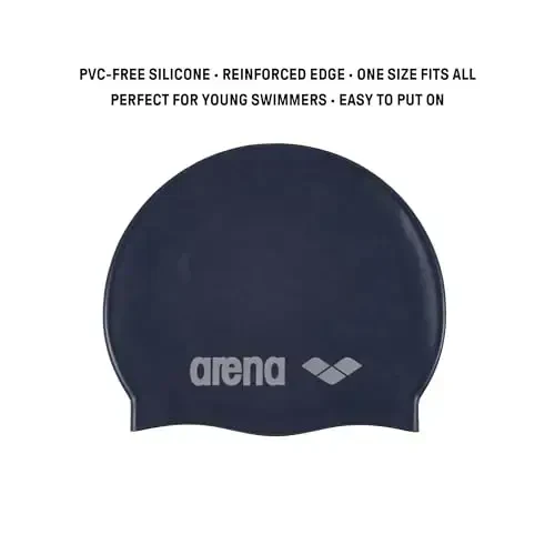 Arena Classic Junior Silicone Qizlar va o'g'il bolalar uchun unisex suzish shapkasi Qulay Bardoshli Bolalar Hovuzi Cho'milish shapkasi, Bir o'lcham - 2