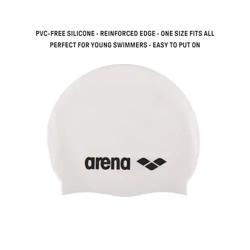 Arena Classic Junior Silicone Unisex Swim Cap for Girls and Boys Comfortable Durable Kids’ Pool Bathing Cap, One Size - 2