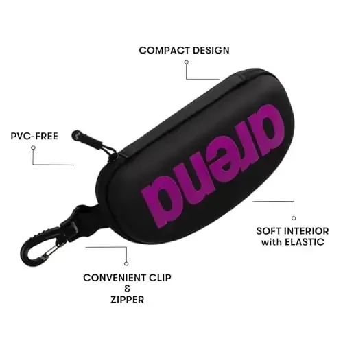 Arena Unisex Swim Goggle Case For Swimming Goggles, Protective Hardcover Carrying Case With Clip, Multiple Colors - 6