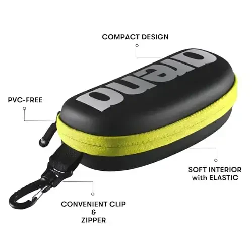 Arena Unisex Swim Goggle Case For Swimming Goggles, Protective Hardcover Carrying Case With Clip, Multiple Colors - 6