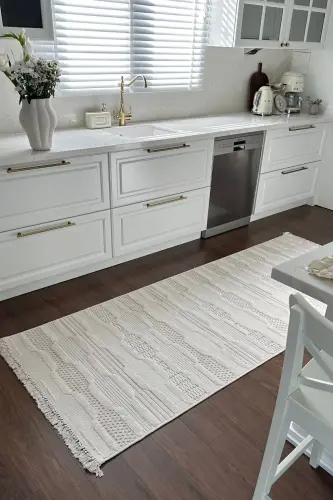 Ares 8801 Iskandinav Halı Salon Halısı Krem Halı Koridor Halısı Kesme Halı Yolluk Oturma Odası Halı - Krem 3 - 8