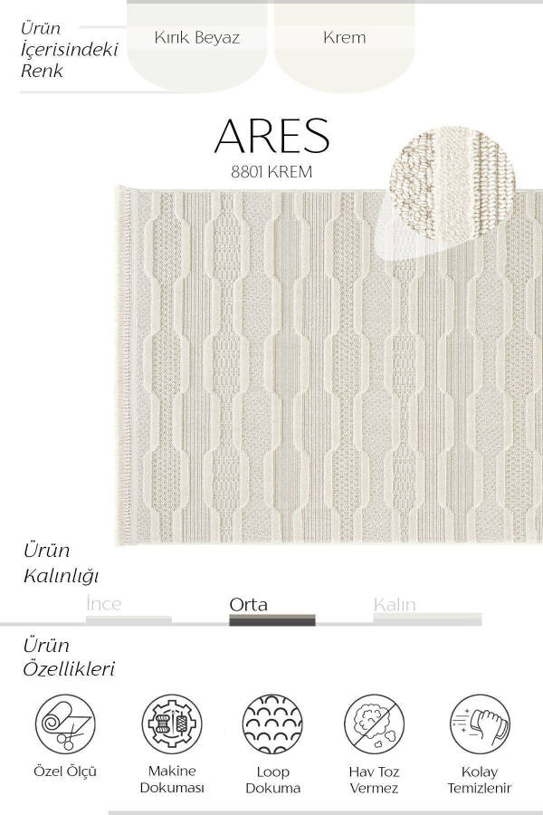 Ares 8801 Scandinavian Rug Living Room Rug Cream Rug Corridor Rug Cut Rug Runner Living Room Rug - 18