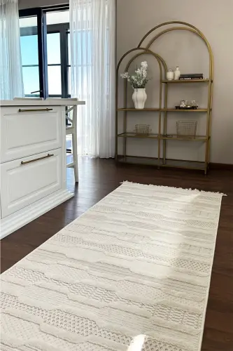Ares 8801 Scandinavian Rug Living Room Rug Cream Rug Corridor Rug Cut Rug Runner Living Room Rug - 4