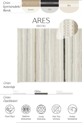 Ares 8803 Iskandinav Gilam Salon Gilami Bej Gilam Koridor Gilami Kesma Gilam Yo'lak O'tirish Xonasi Gilami-Bej 2 - 5