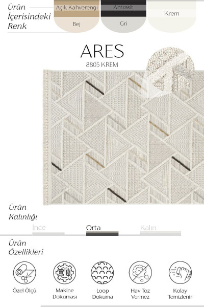 Ares 8805 Bohemian Rug Living Room Rug Cream Rug Corridor Rug Cut Rug Runner Living Room Rug - 29