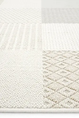 Ares 8806 Bej Halı Salon Halısı Patchwork Halı Koridor Halısı Kesme Halı Yolluk Oturma Odası Halısı - Bej - 8