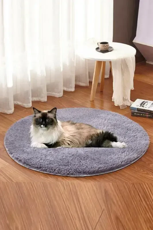 Ares Cat Bed Plush Pet Bed Cat Nest Mat Cat Cushion Kennel-Gray1 - 1