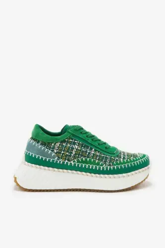 Ares Green Genuine Leather Women's Sneakers-Green - 1