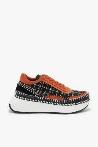 Ares Orange Genuine Leather Women's Sneakers-Orange - 1