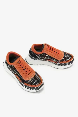 Ares Orange Genuine Leather Women's Sneakers-Orange - LOUIS CARDY (1)