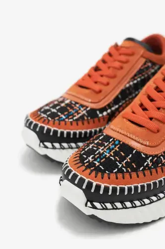 Ares Orange Genuine Leather Women's Sneakers-Orange - 5