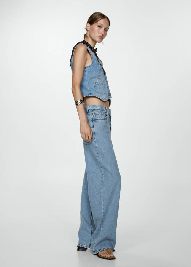 Ari wide leg mid-rise jeans - Dusty Blue - 3