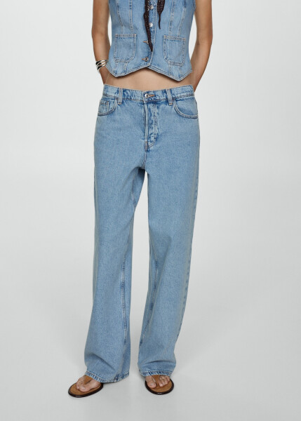 Ari wide leg mid-rise jeans - Dusty Blue - 9