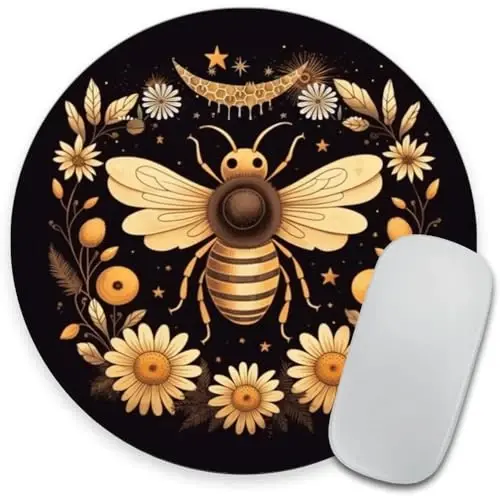 Bees Round Mouse pad Customized Mousepad Non-Slip Rubber Base Mouse Pads for Computers Laptop Office Desk Accessories Mouse pad - 1