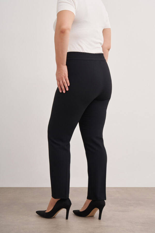 3649112 Arka Bel Lastikli Pantolon-Siyah - 5