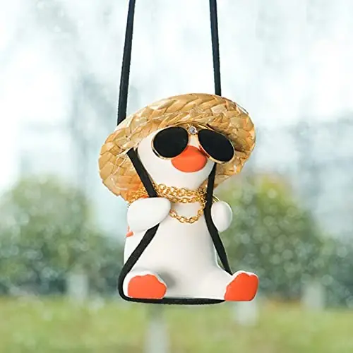 Rear View Mirror Accessorie Car Duck Decor Truck Rearview Hanging Ornament Things for Women Men Swinging Ducks Charm Automotive Interior Gadgets Decorations Ducks Fathers Mothers Gifts for Mom Dad - REAR (1)