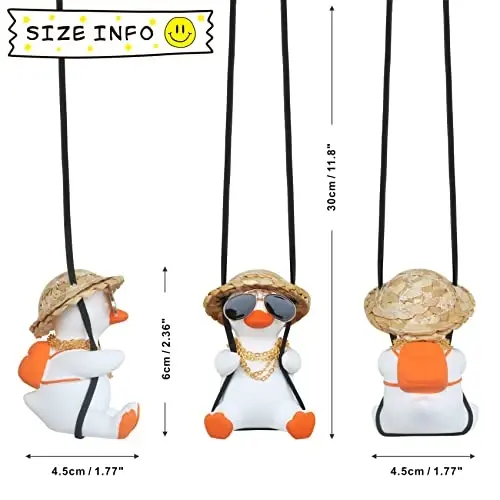 Rear View Mirror Accessorie Car Duck Decor Truck Rearview Hanging Ornament Things for Women Men Swinging Ducks Charm Automotive Interior Gadgets Decorations Ducks Fathers Mothers Gifts for Mom Dad - 5